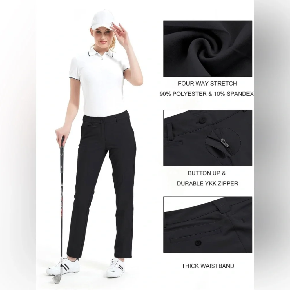 NWT Lesmart Stretch Lightweight Women’s Golf Pants, Black, Sz 8 - Picture 6 of 8